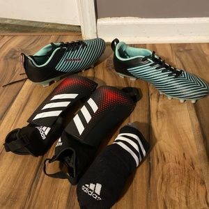 Brava soccer cleats, adidas shin guards, adidas soccer socks